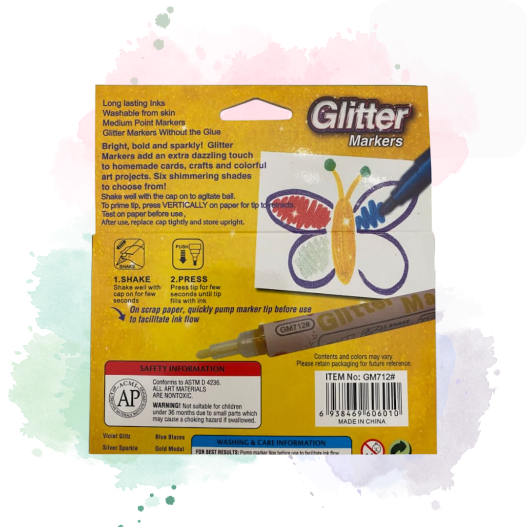 Cooky Sparkly Glitter Art Markers Pen Set