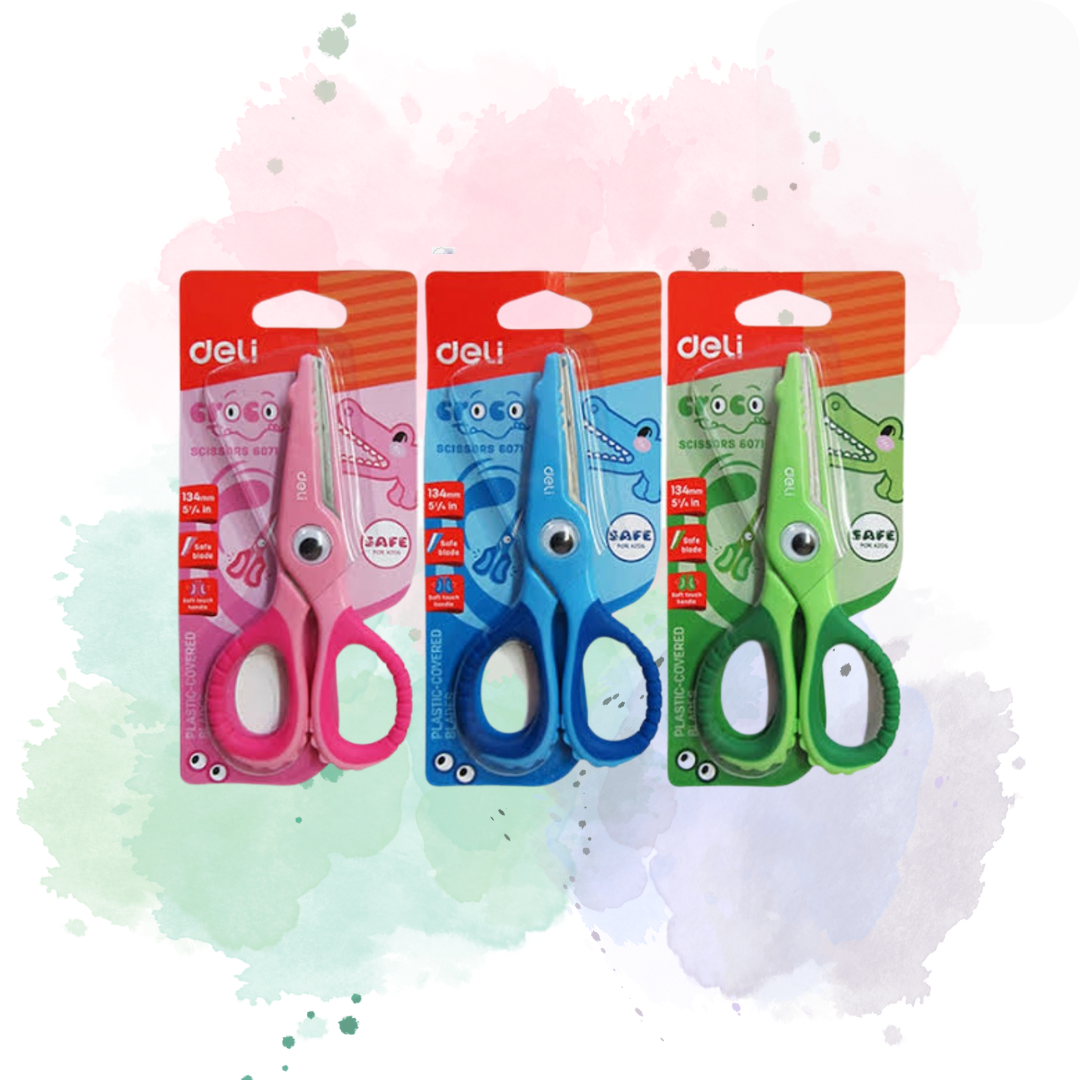 DELI School Scissors Soft-touch Croco