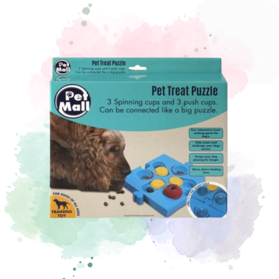 Interactive Pet Treat Puzzle With 3 Spinning Cups and 3 Push Cups