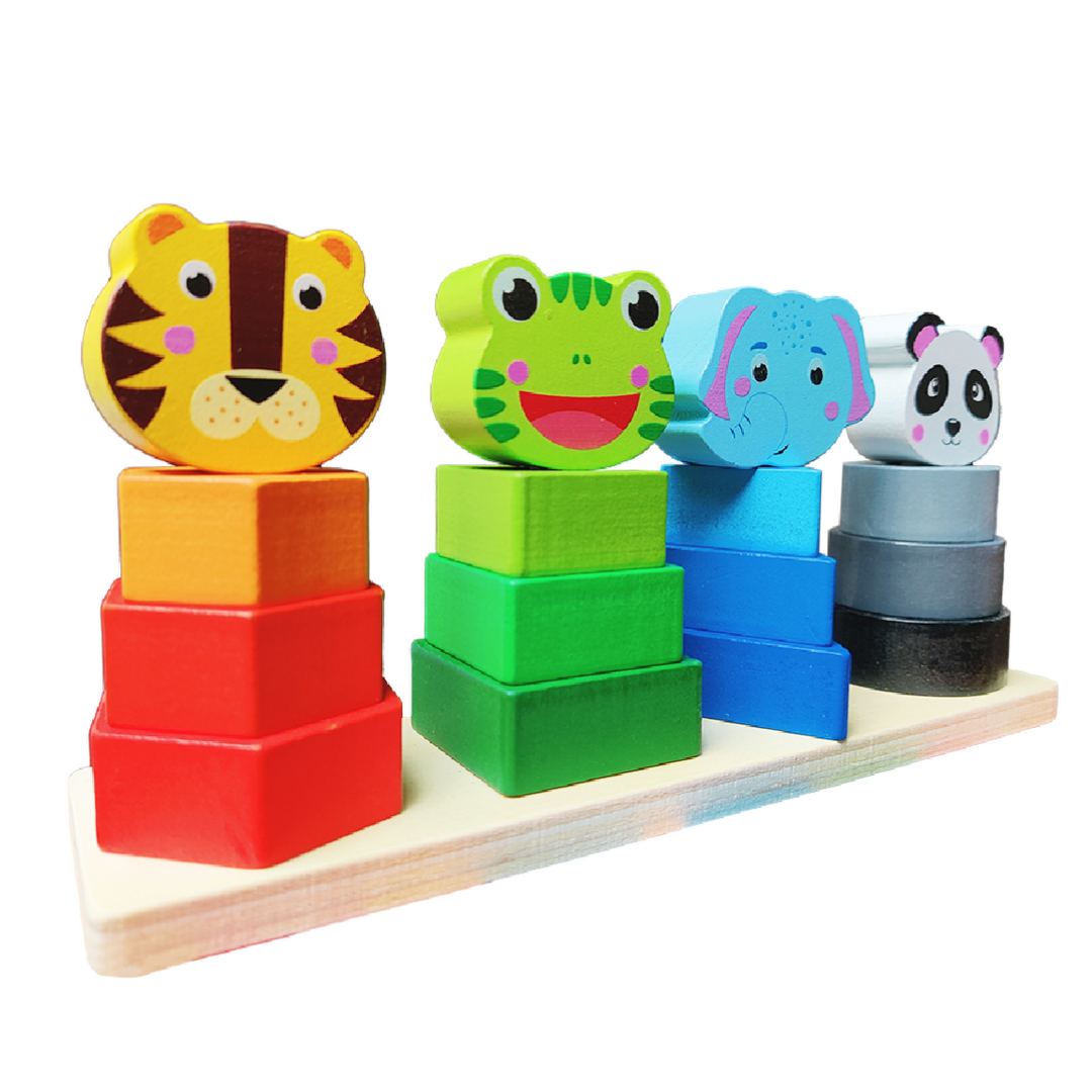 Wooden Animal Building Blocks on Sticks