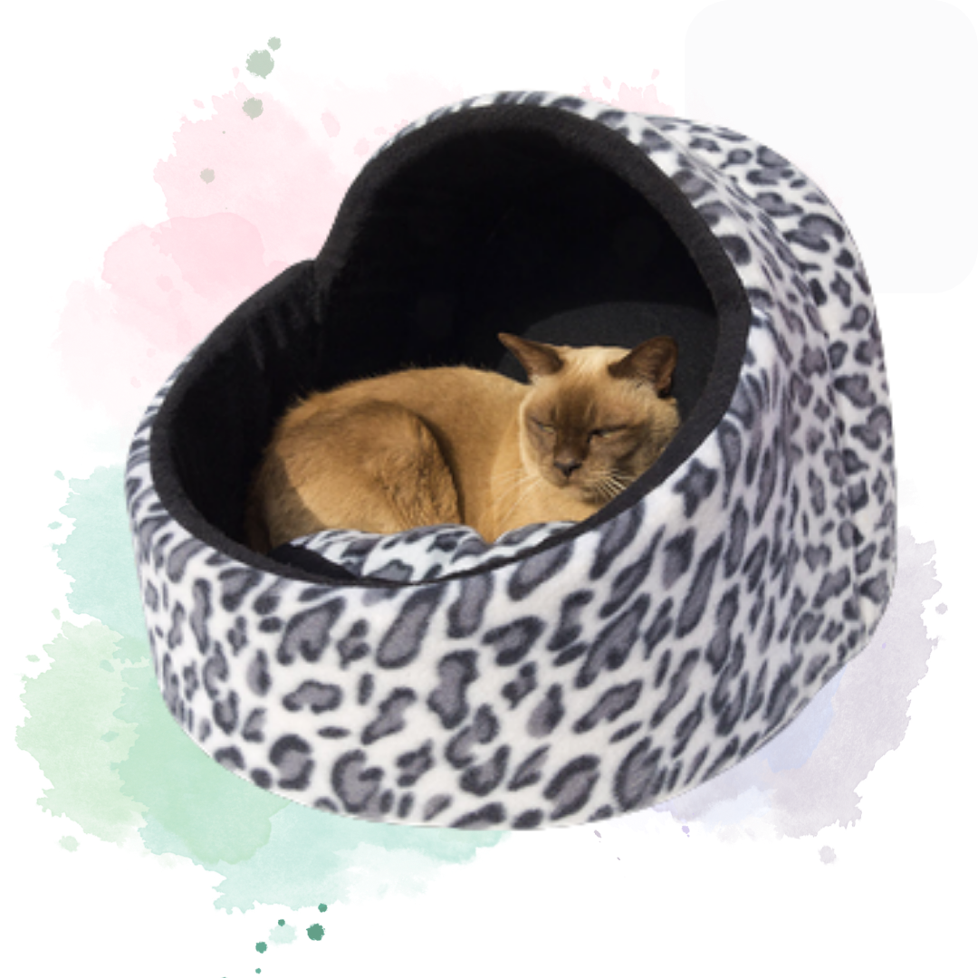 Soft Fleece Dog and Cat Bed House with Leopard Print