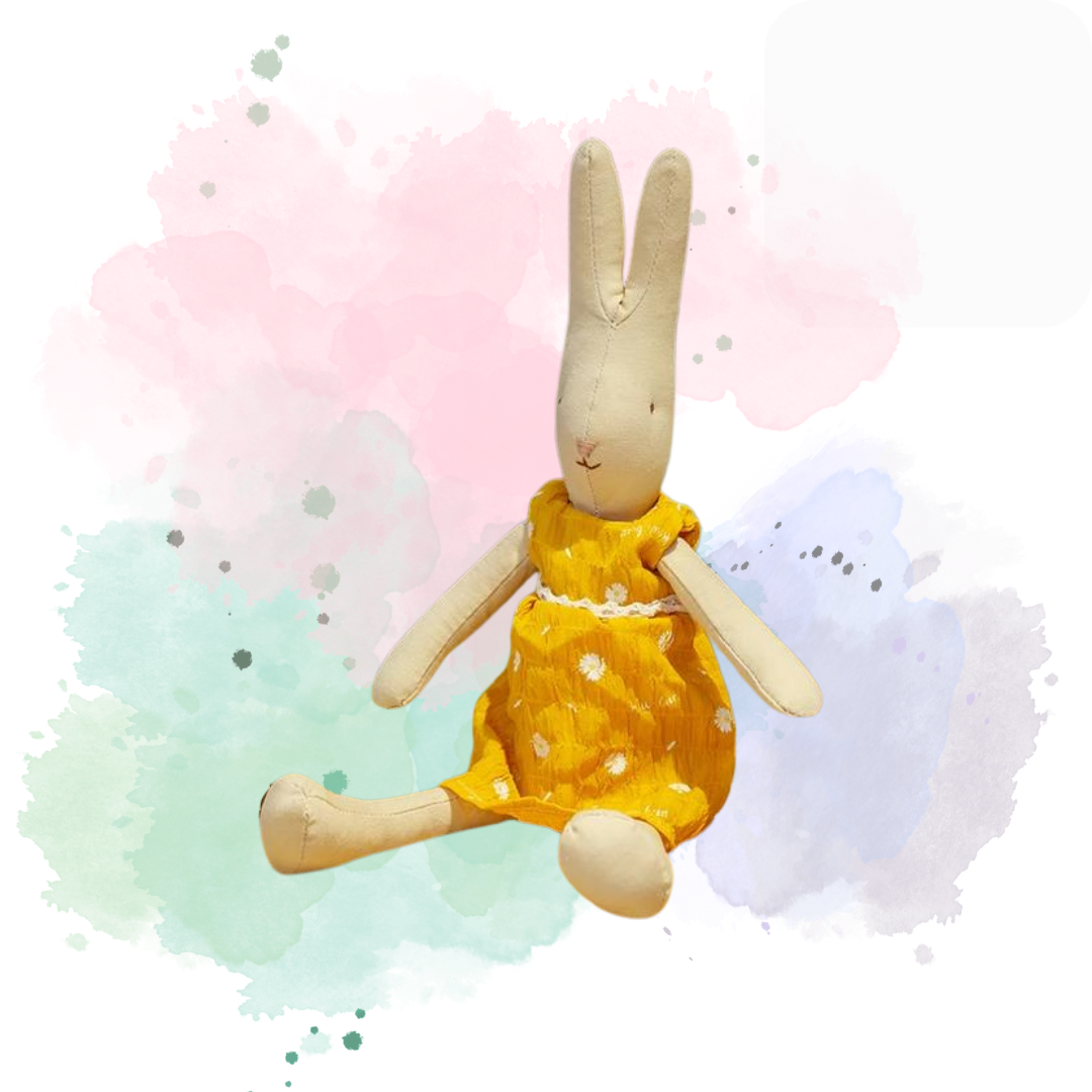 Aesthetic Bunny with a Yellow Daisy Dress