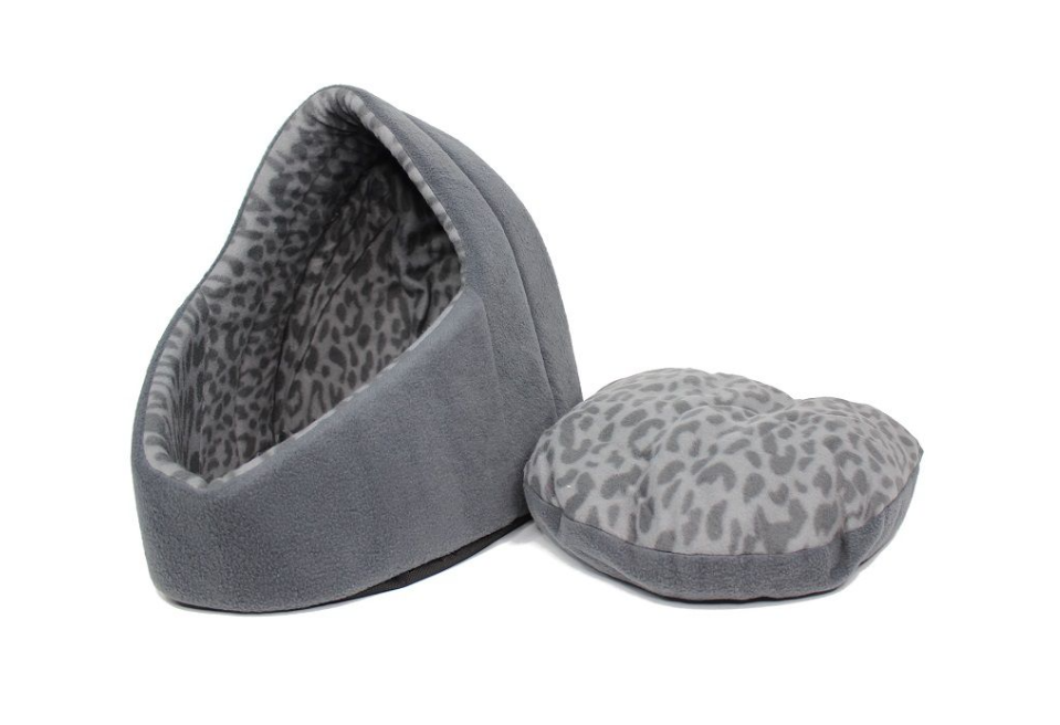 Soft Fleece Dog and Cat Bed House with Leopard Print